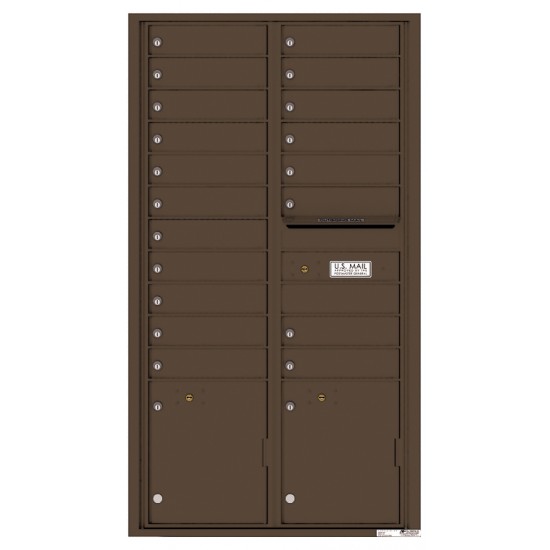 19 Tenant Doors with 2 Parcel Lockers and Outgoing Mail Compartment - 4C Wall Mount Max Height Mailboxes - 4C16D-19