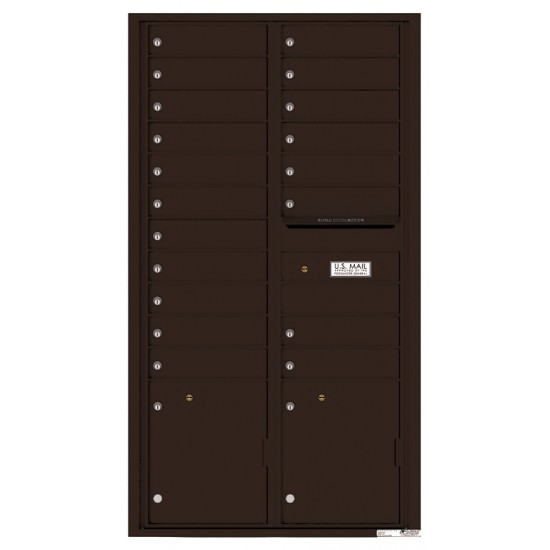 19 Tenant Doors with 2 Parcel Lockers and Outgoing Mail Compartment - 4C Wall Mount Max Height Mailboxes - 4C16D-19