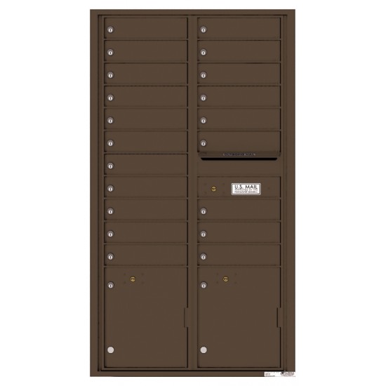 20 Tenant Doors with 2 Parcel Lockers and Outgoing Mail Compartment - 4C Wall Mount Max Height Mailboxes - 4C16D-20