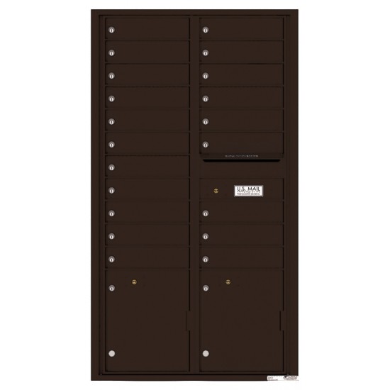 20 Tenant Doors with 2 Parcel Lockers and Outgoing Mail Compartment - 4C Wall Mount Max Height Mailboxes - 4C16D-20