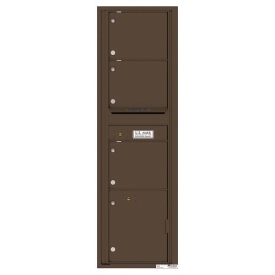 3 Oversized Tenant Doors with 1 Parcel Locker and Outgoing Mail Compartment - 4C Wall Mount Max Height Mailboxes - 4C16S-03