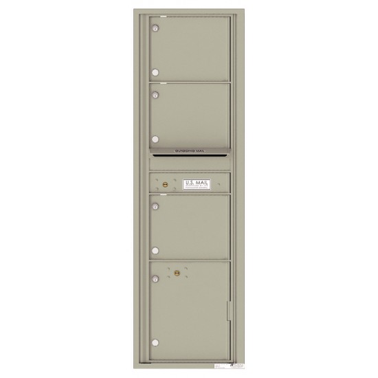 3 Oversized Tenant Doors with 1 Parcel Locker and Outgoing Mail Compartment - 4C Wall Mount Max Height Mailboxes - 4C16S-03