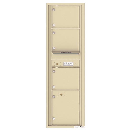 3 Oversized Tenant Doors with 1 Parcel Locker and Outgoing Mail Compartment - 4C Wall Mount Max Height Mailboxes - 4C16S-03