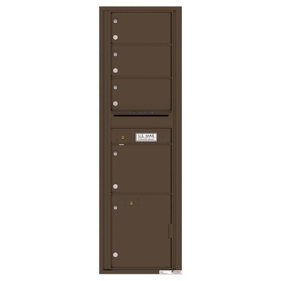 4 Oversized Tenant Doors with 1 Parcel Locker and Outgoing Mail Compartment - 4C Wall Mount Max Height Mailboxes - 4C16S-04