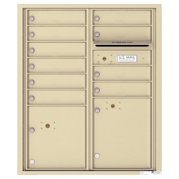 10 Tenant Doors with 2 Parcel Lockers and Outgoing Mail Compartment - 4C Wall Mount ADA Max Height Mailboxes - 4CADD-10