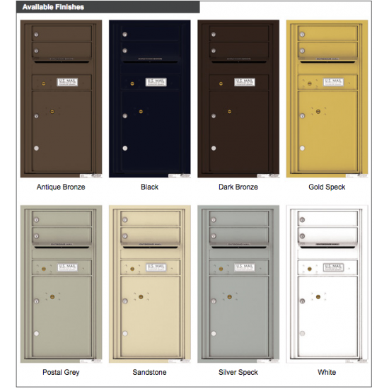 2 Tenant Doors with 1 Parcel Locker and Outgoing Mail Compartment - 4C Wall Mount 9-High Mailboxes - 4C09S-02