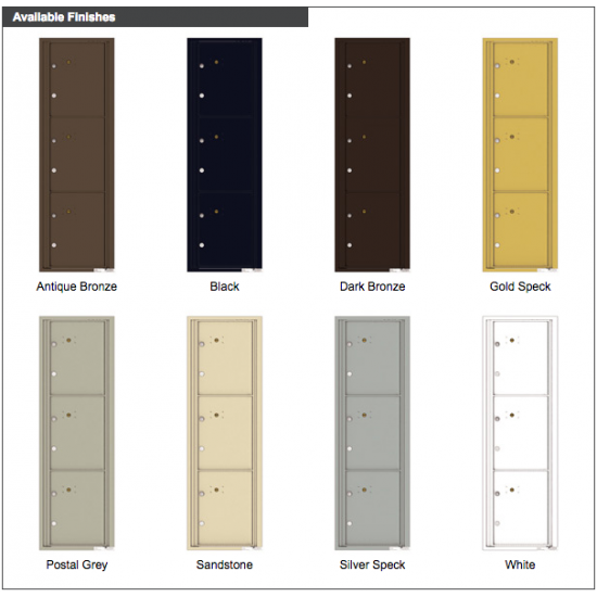 3 Parcel Doors Unit - 4C Wall Mount 15-High - 4C15S-3P