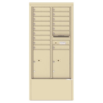 16 Tenant Doors with 2 Parcel Lockers and Outgoing Mail Compartment - 4C Depot Mailbox Module - 4C15D-16-D