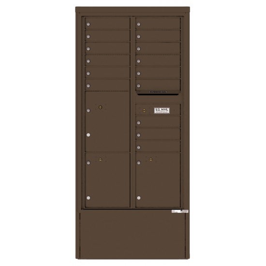 15 Tenant Doors with 3 Parcel Lockers and Outgoing Mail Compartment - 4C Depot Mailbox Module - 4C16D-15-D