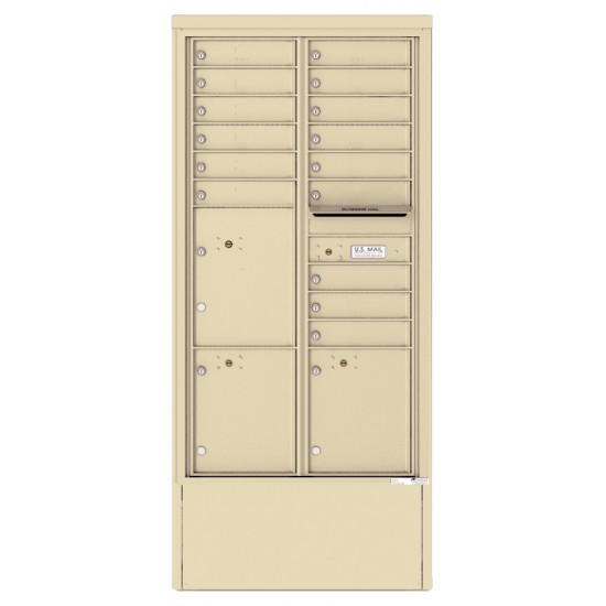 15 Tenant Doors with 3 Parcel Lockers and Outgoing Mail Compartment - 4C Depot Mailbox Module - 4C16D-15-D