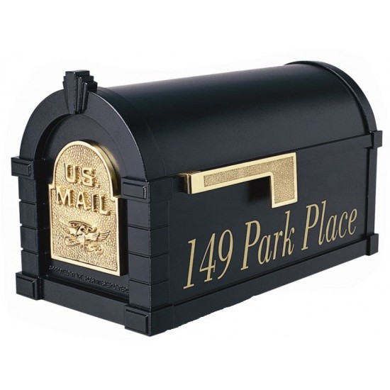 Keystone Mailbox - Black with Black Fleur de Lis - KS-19F