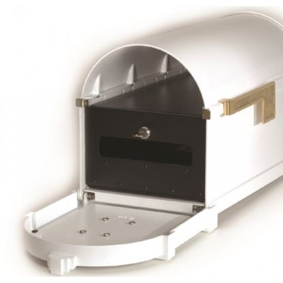 Keystone Mailbox - Almond with Polished Brass Fleur de Lis - KS-3F
