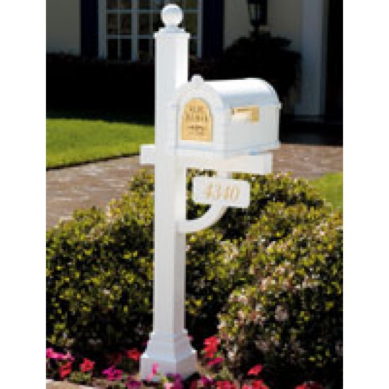 Keystone Mailbox - White with Antique Bronze Fleur de Lis - KS-22F