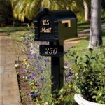 Keystone Mailbox - Black with Polished Brass Fleur de Lis - KS-7F