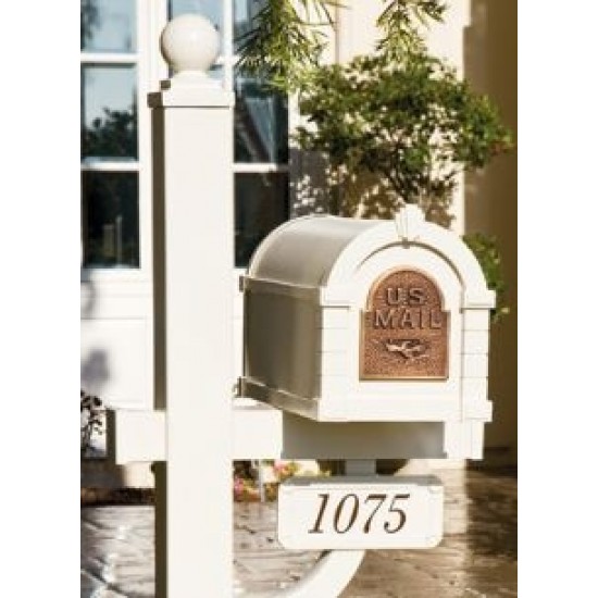 Keystone Mailbox - Almond with Antique Bronze Fleur de Lis - KS-26F