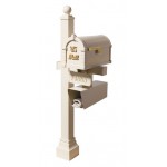 Keystone Mailbox - White with White Fleur de Lis - KS-15F