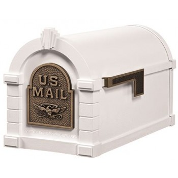 Keystone Mailbox - White with Antique Bronze Eagle - KS-22A