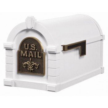 Keystone Mailbox - White with Antique Bronze Fleur de Lis - KS-22F