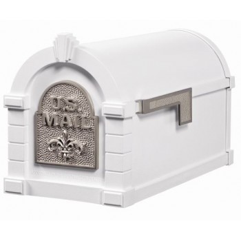 Keystone Mailbox - White with Satin Nickel Fleur de Lis - KS-23F