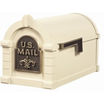 Keystone Mailbox - Almond with Antique Bronze Fleur de Lis - KS-26F