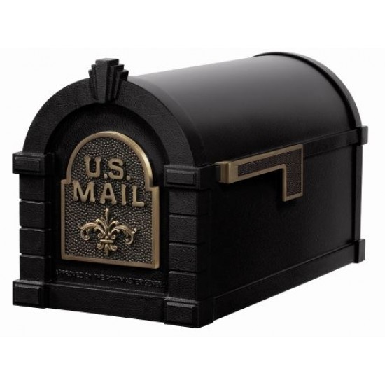 Keystone Mailbox - Black with Antique Bronze Fleur de Lis - KS-21F