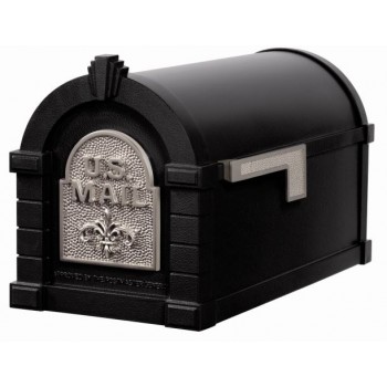 Keystone Mailbox - Black with Satin Nickel Fleur de Lis - KS-25F