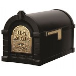 Keystone Mailbox - Black with Polished Brass Eagle - KS-7A