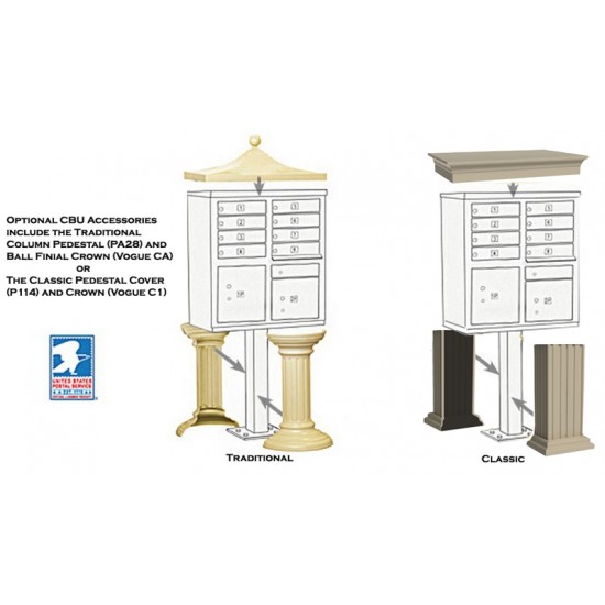 Classic Decorative Pillar Pedestal Cover for 4T5, 8, and 12 Door 1570 Model CBUs - VOGUEP128